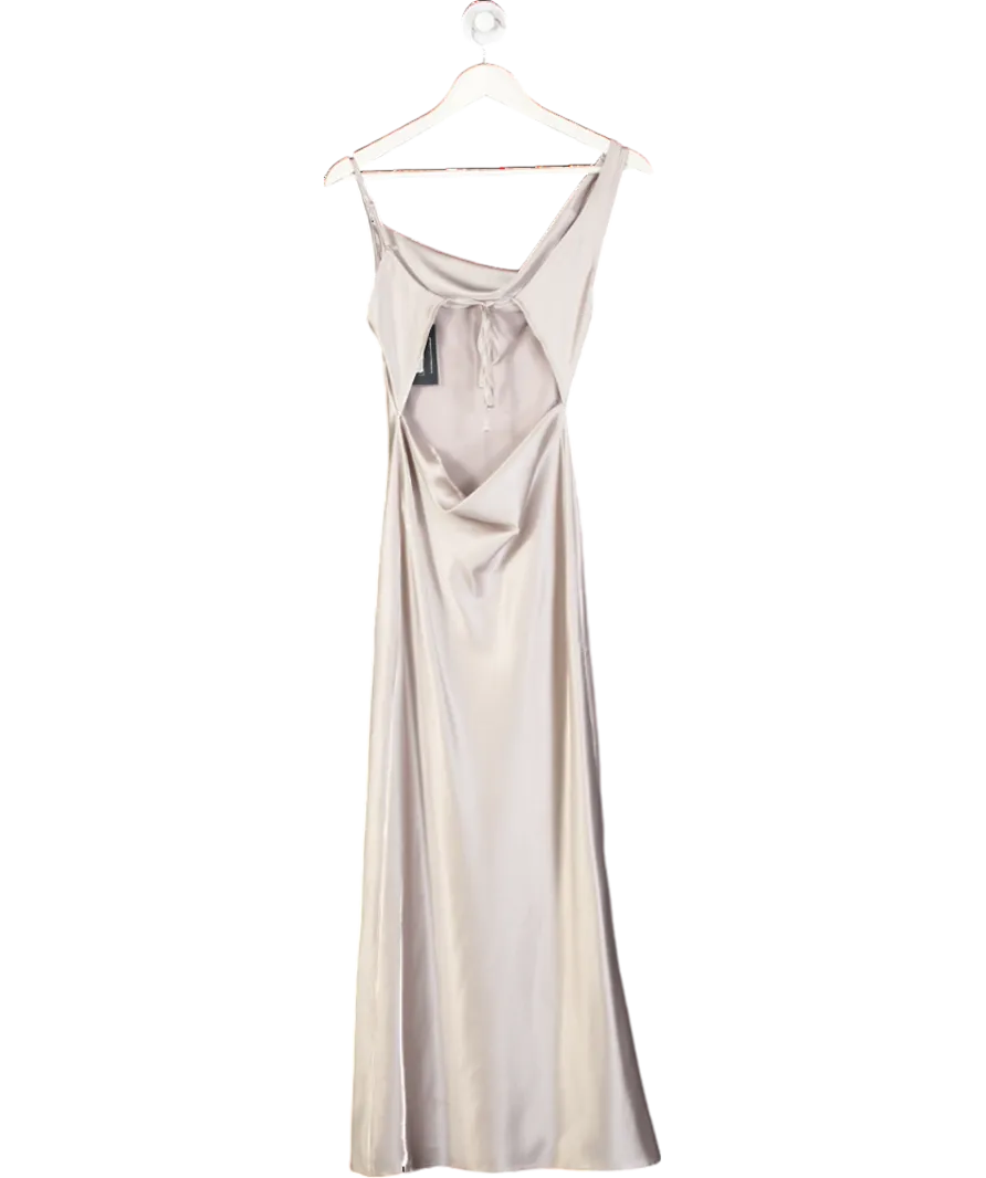 Miss Selfridge Grey Satin Cowl Maxi Dress UK 6