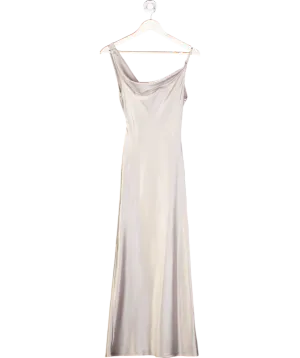 Miss Selfridge Grey Satin Cowl Maxi Dress UK 6