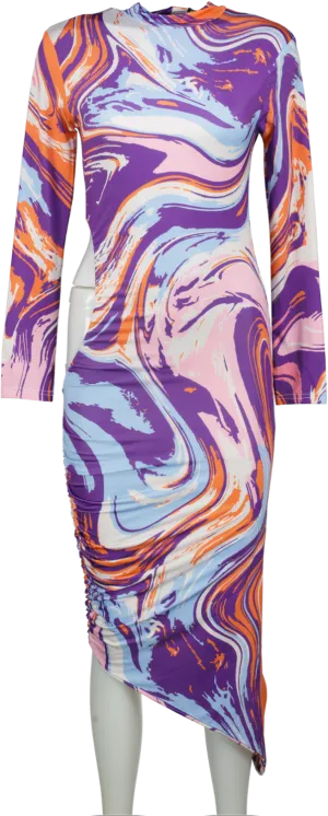Missguided Multicoloured High Neck Cut Out Midaxi Dress Marble Print Bnwt UK 10