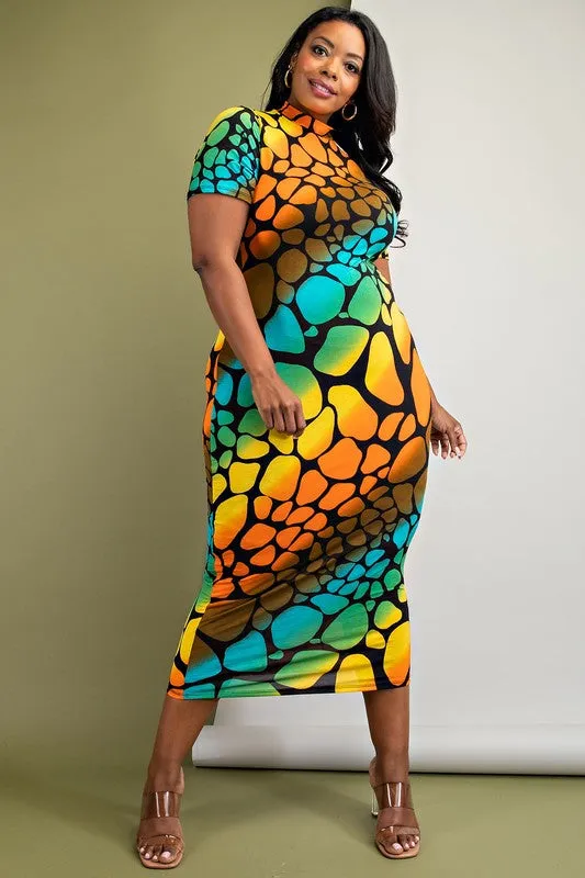 Mock Neck Midi Dress