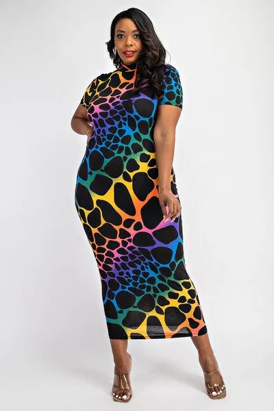 Mock Neck Midi Dress