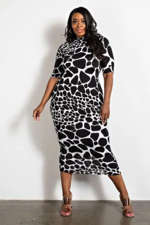Mock Neck Midi Dress