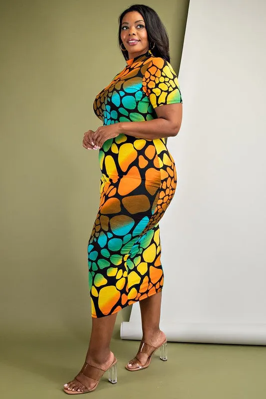 Mock Neck Midi Dress