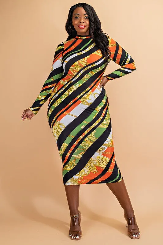 Mock Neck Midi Dress