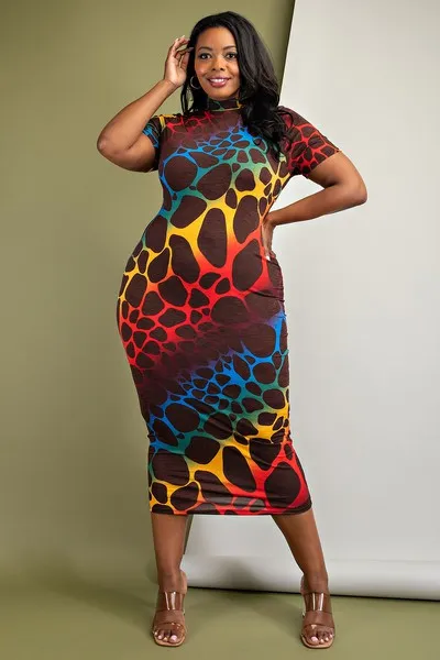Mock Neck Midi Dress