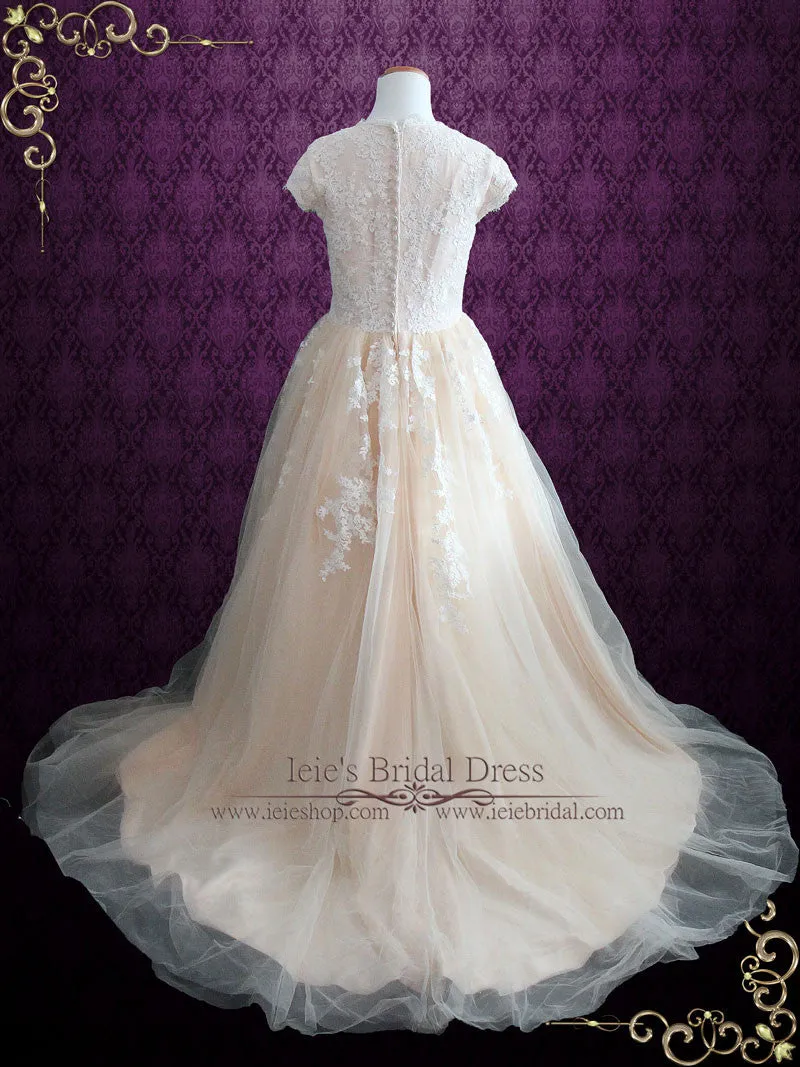 Modest Lace Ball Gown Wedding Dress | Jenni