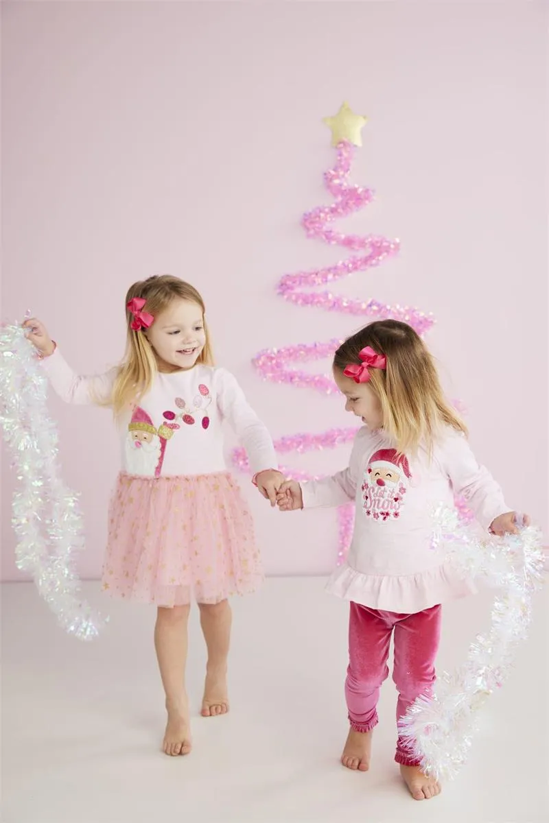 Mud Pie Pink Santa Mesh Dress
