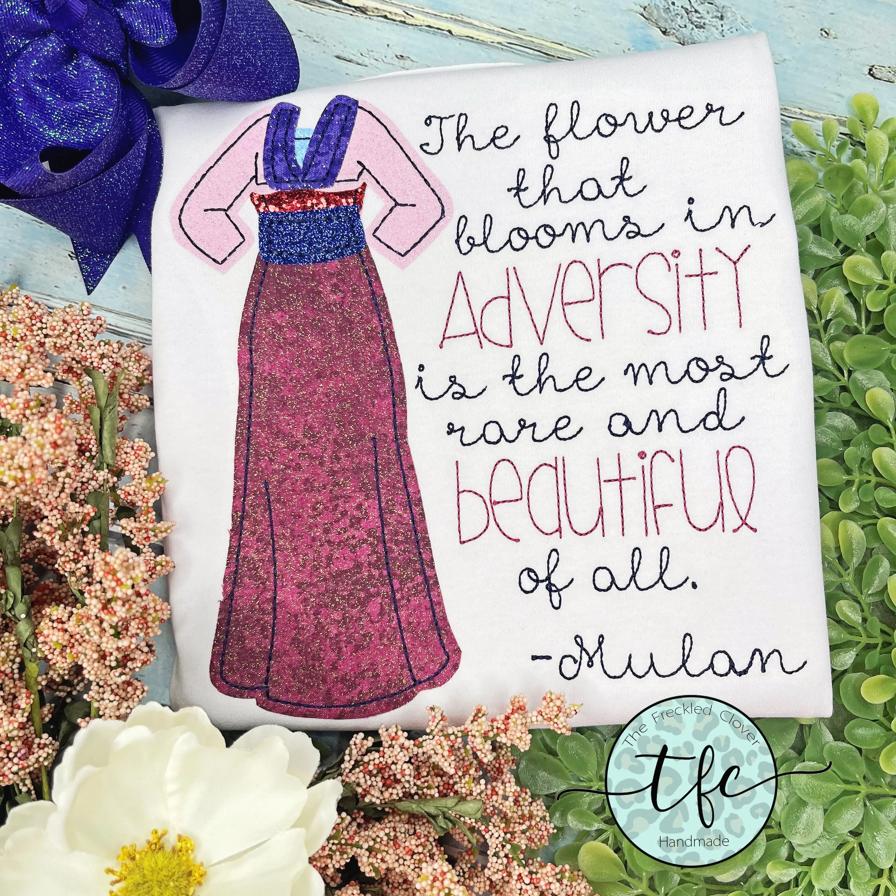 {Mulan Dress} applique tee