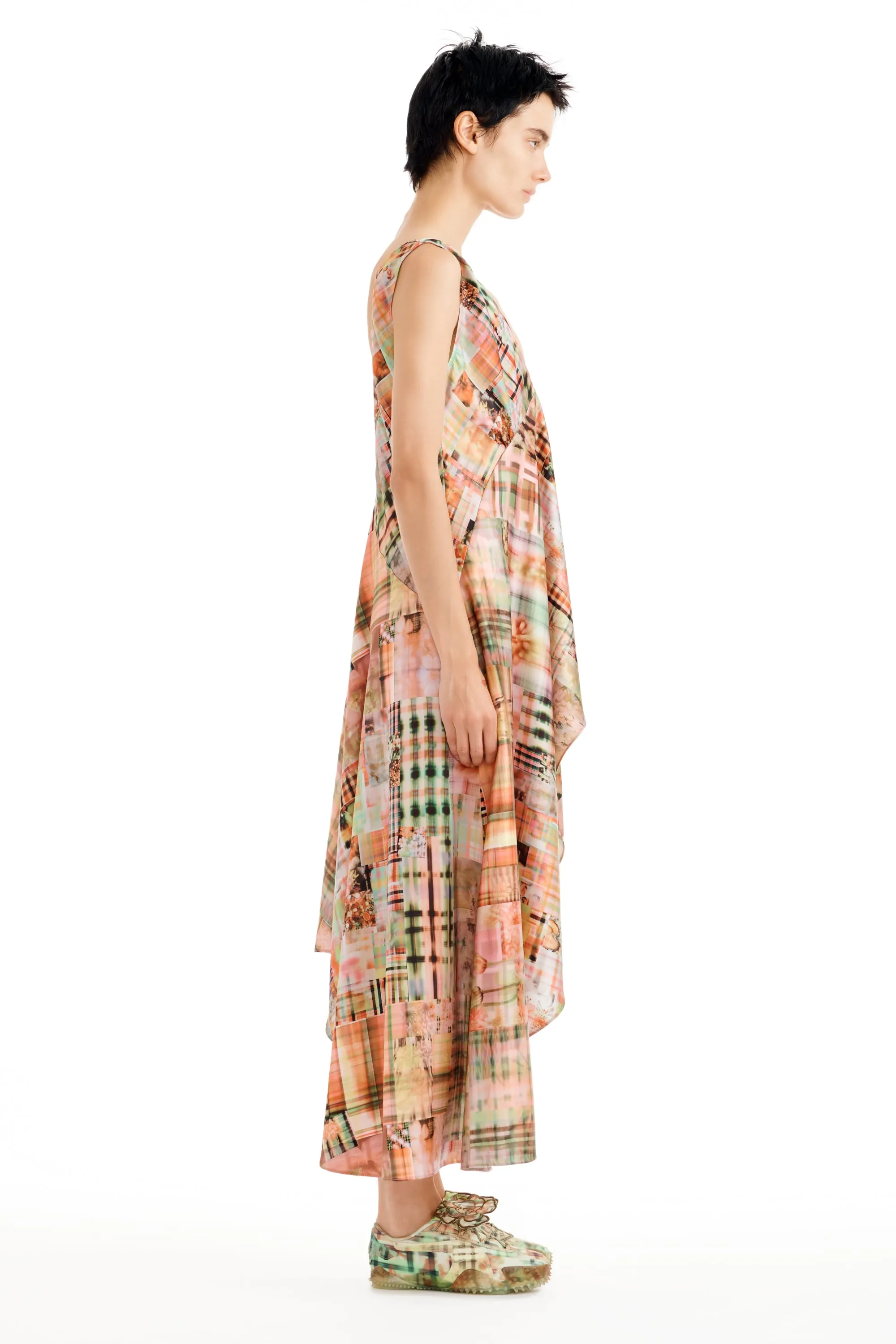 MULTI PLAID TULIP DRESS