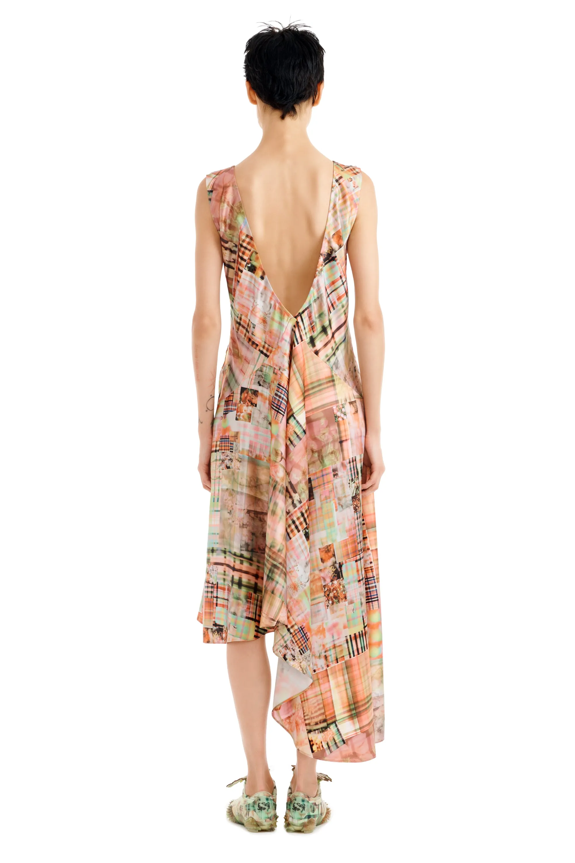 MULTI PLAID TULIP DRESS