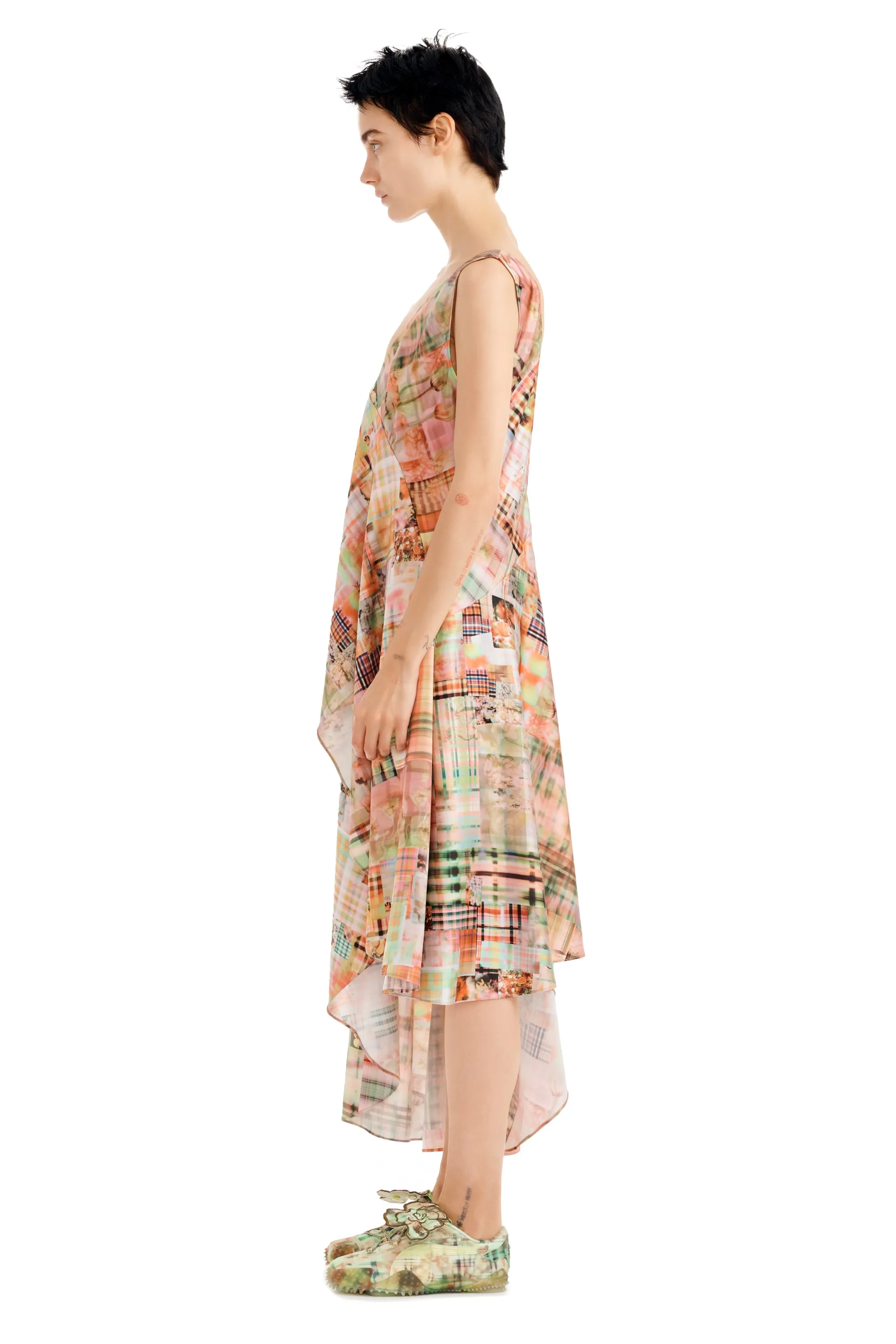 MULTI PLAID TULIP DRESS