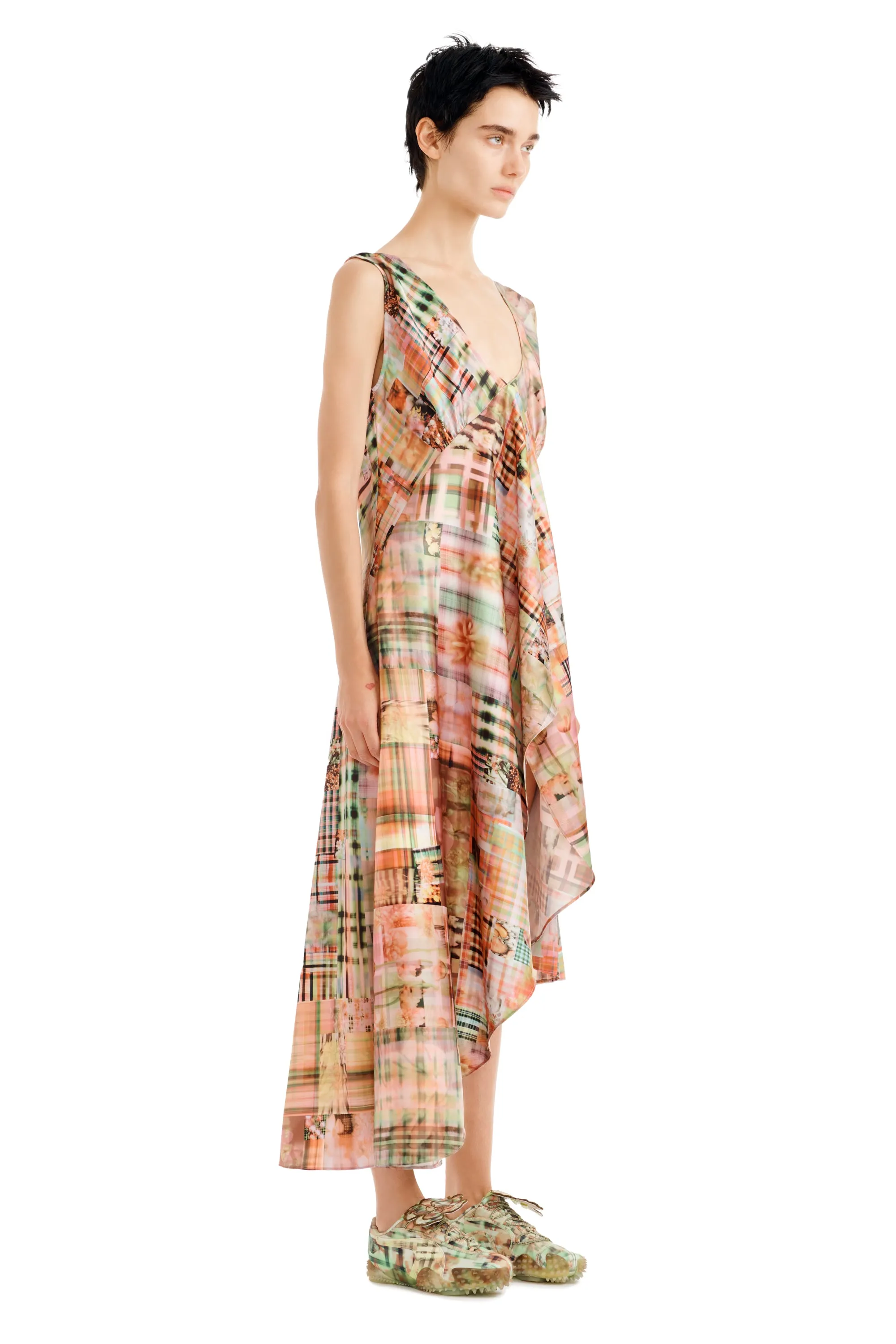 MULTI PLAID TULIP DRESS