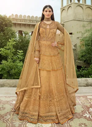 Mustard Yellow Layered Anarkali Suit