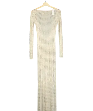 Naked Wardrobe Nude Crystal embellished Open-back Gown UK XS