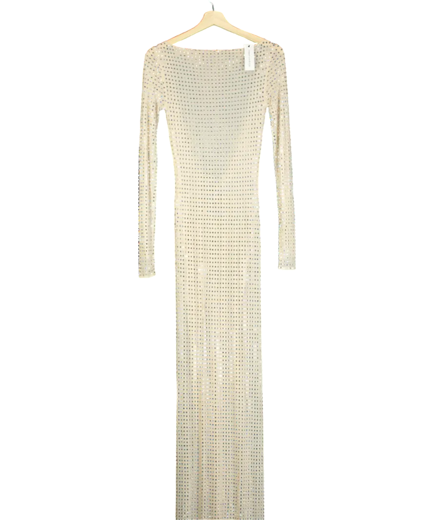 Naked Wardrobe Nude Crystal embellished Open-back Gown UK XS