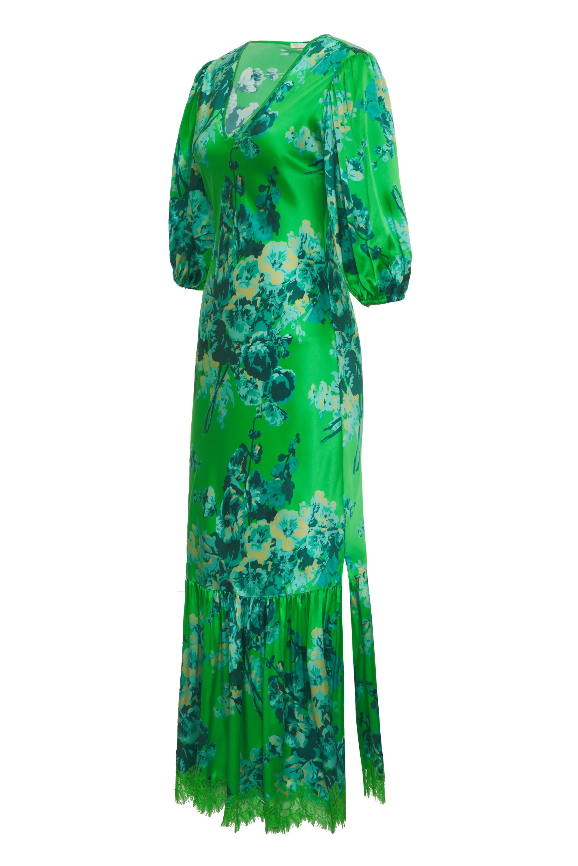 Napa Long Ruffle Dress Apple Green