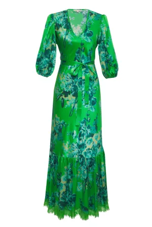 Napa Long Ruffle Dress Apple Green