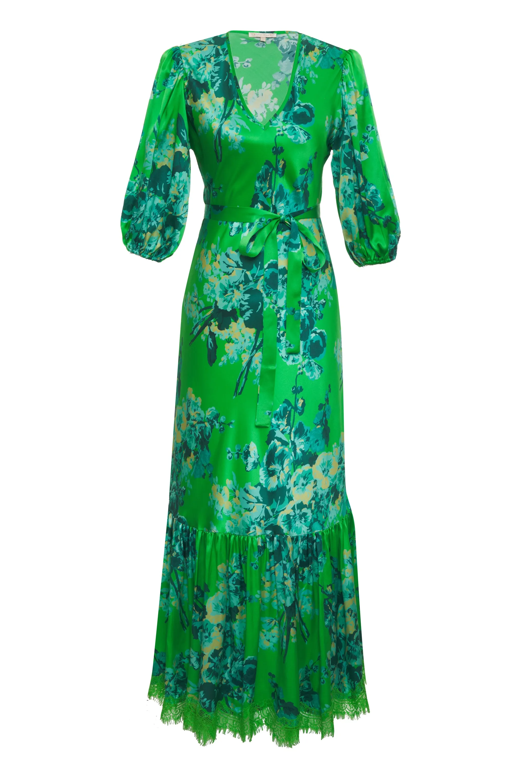 Napa Long Ruffle Dress Apple Green