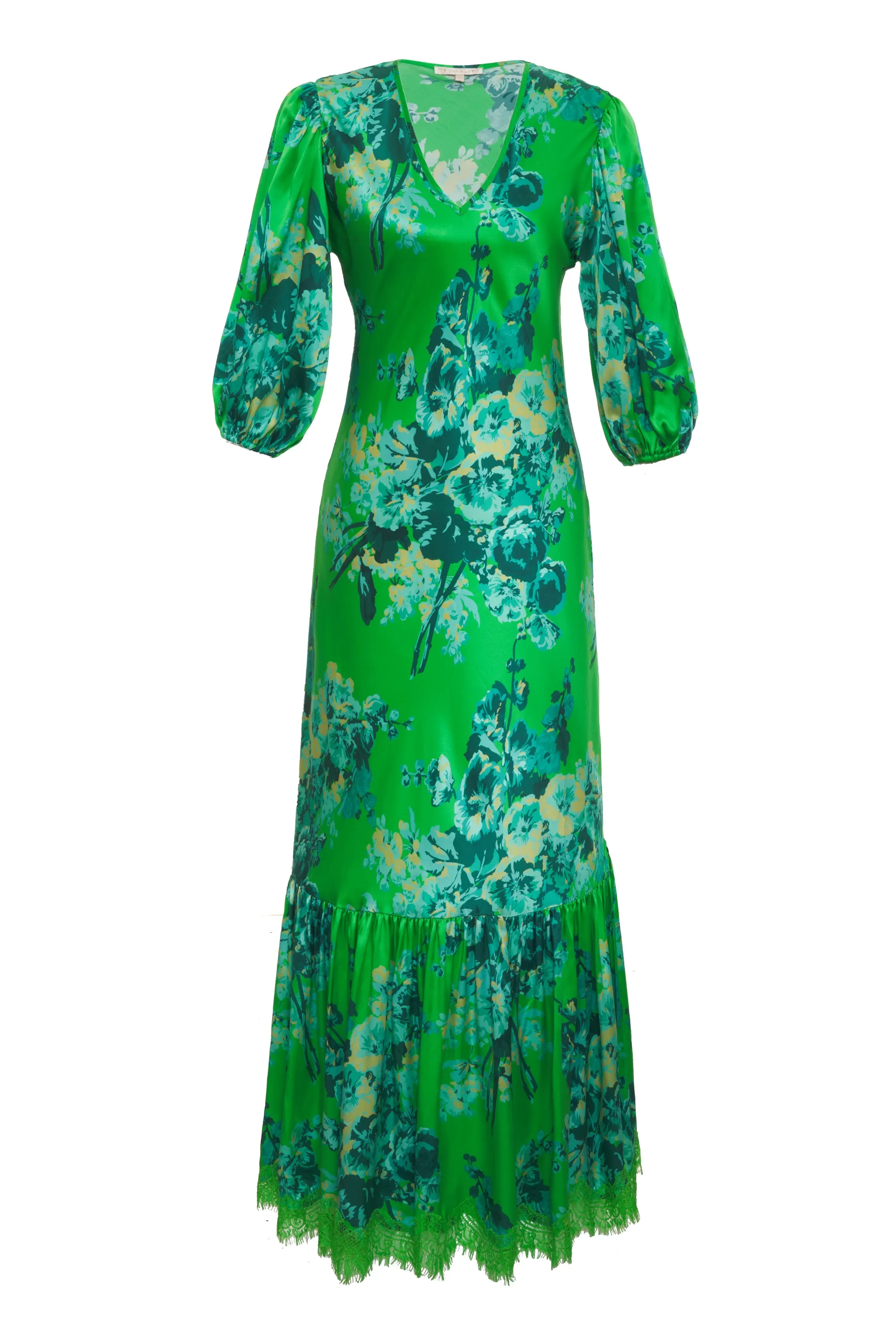 Napa Long Ruffle Dress Apple Green