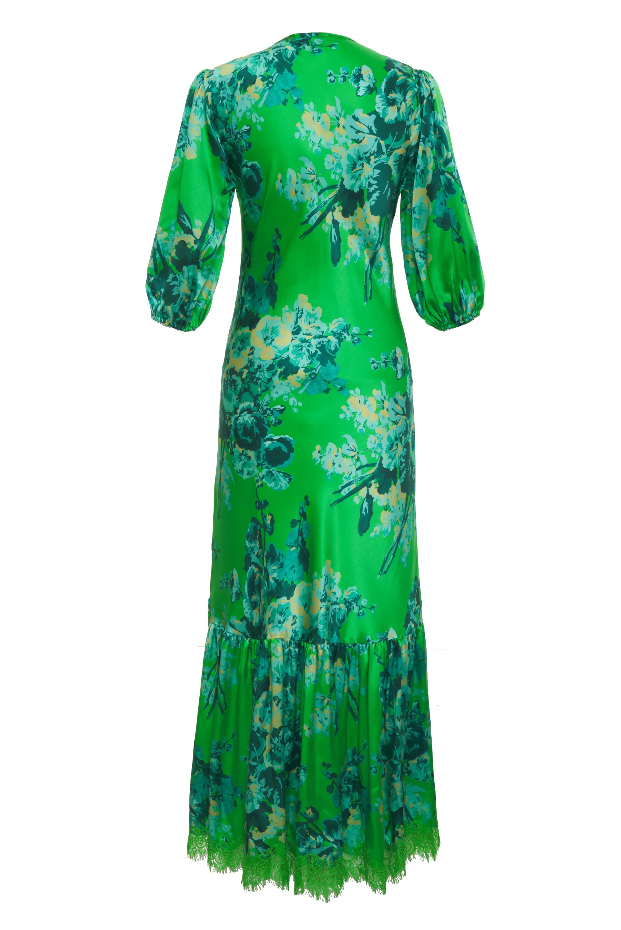 Napa Long Ruffle Dress Apple Green