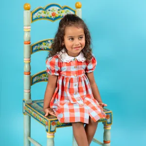 New In Foque Red Check Girls Dress - Pre Order