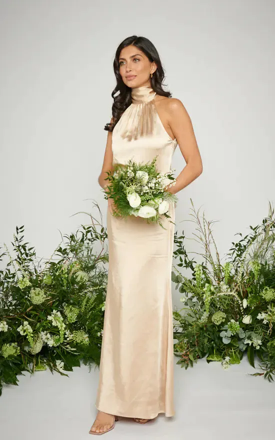 NEW Retails $160 Bronze Lavish Odelle Maxi Bridesmaid Dress Sz 8