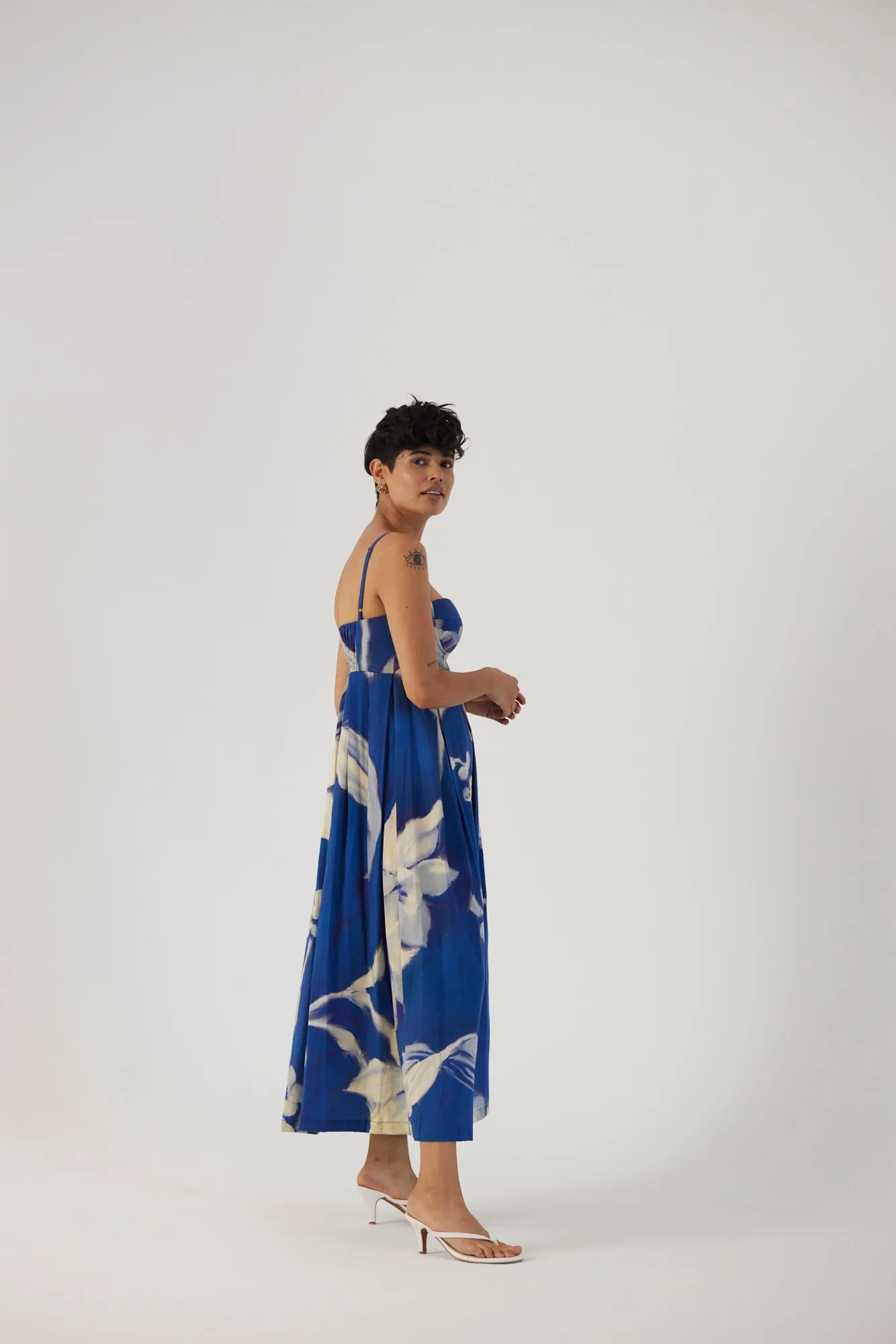 New Season Fall 24/Summer 25-Dress Cotton Satin Chicory Brallette Blue-YAMBB19-Fashion Edit Yam