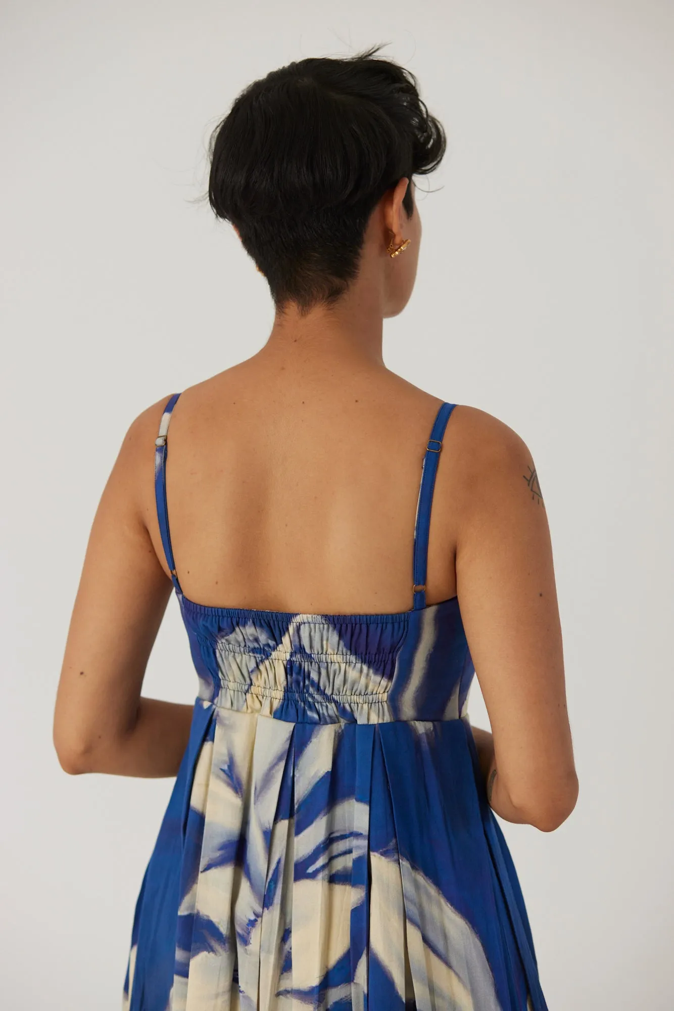 New Season Fall 24/Summer 25-Dress Cotton Satin Chicory Brallette Blue-YAMBB19-Fashion Edit Yam