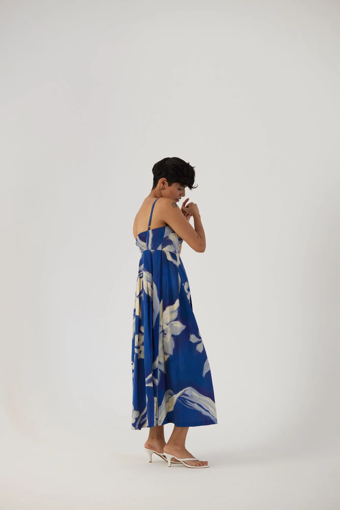 New Season Fall 24/Summer 25-Dress Cotton Satin Chicory Brallette Blue-YAMBB19-Fashion Edit Yam