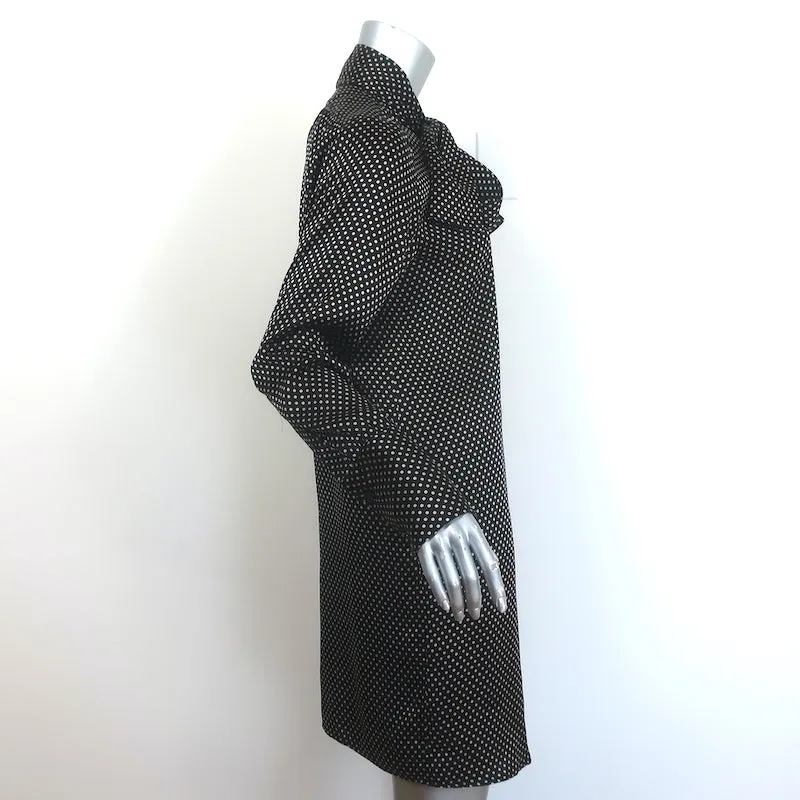 Nili Lotan Isla Tie-Neck Polka Dot Mini Dress Black/Ivory Silk Satin Size Medium