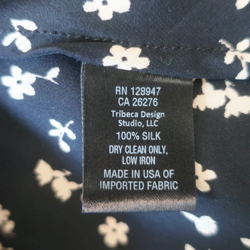 Nili Lotan Short Cami Dress Black Floral Print Silk Satin Size Small
