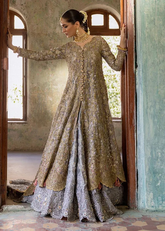 Nomi Ansari Pakistani Bridal Dress in Embellished Gown Lehnga Style
