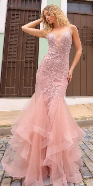 Nox Anabel G1368 Long Sleeveless Layered Tulle Mermaid Gown