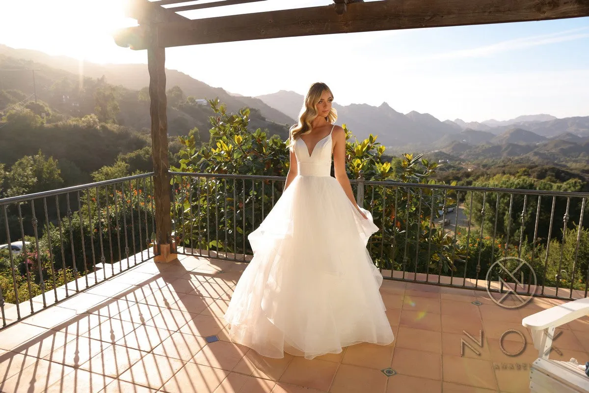 Nox Anabel JE997 Long Sleeveless Layered A-Line Wedding Gown