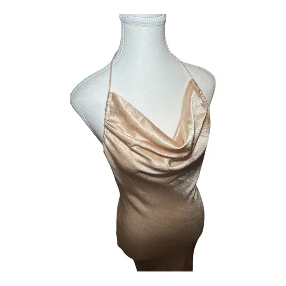 NWT 12th Tribe Isabella Nude Satin Maxi Slip Maxi Dress Sz S Ethereal Romantic