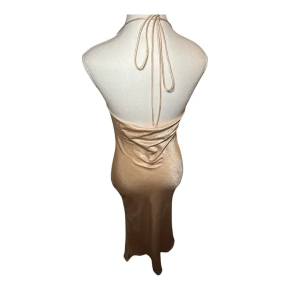NWT 12th Tribe Isabella Nude Satin Maxi Slip Maxi Dress Sz S Ethereal Romantic