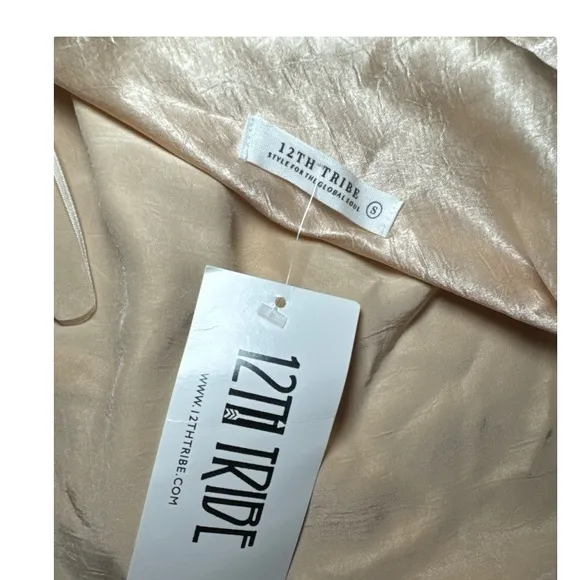 NWT 12th Tribe Isabella Nude Satin Maxi Slip Maxi Dress Sz S Ethereal Romantic