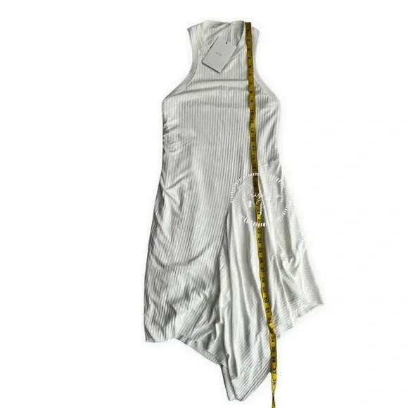 NWT A.L.C. White High neck asymmetric ribbed Bea Dress