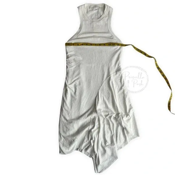 NWT A.L.C. White High neck asymmetric ribbed Bea Dress