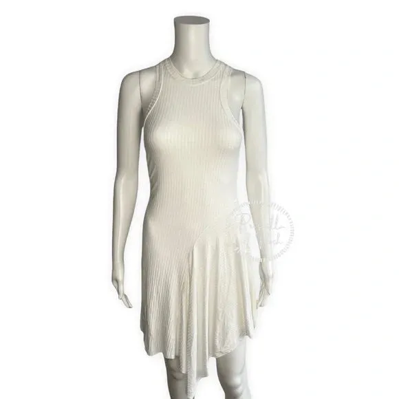 NWT A.L.C. White High neck asymmetric ribbed Bea Dress