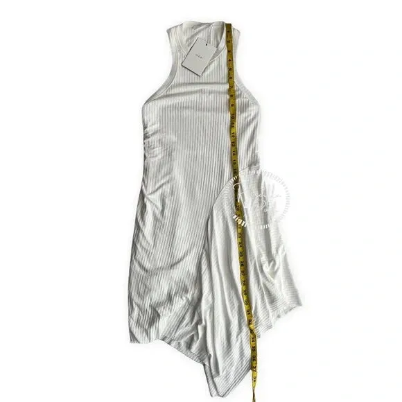 NWT A.L.C. White High neck asymmetric ribbed Bea Dress