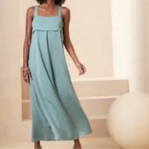 NWT Blue Satin Banana Republic Tea-Length Dress