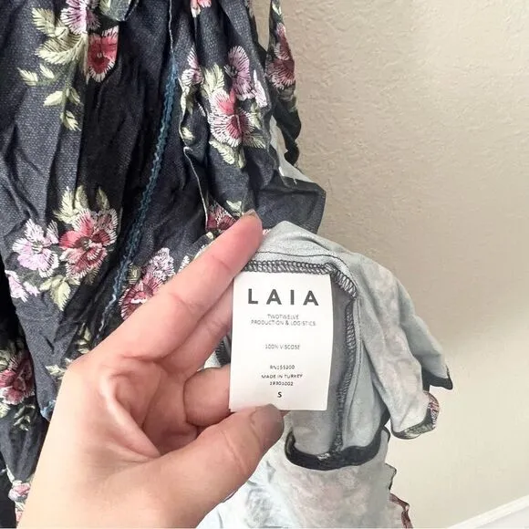 NWT Laia Womens Floral Print Short Sleeve Wrap Dress Size S