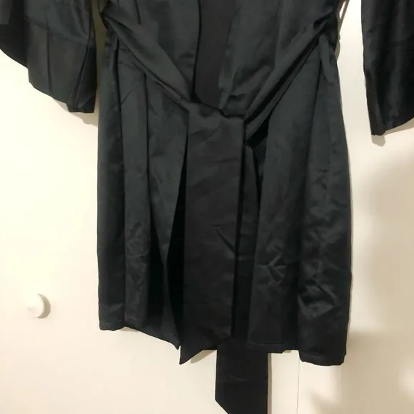 NWT Thirdlove Black Satin Kimono Sleeve Dressing Gown Robe (OS)