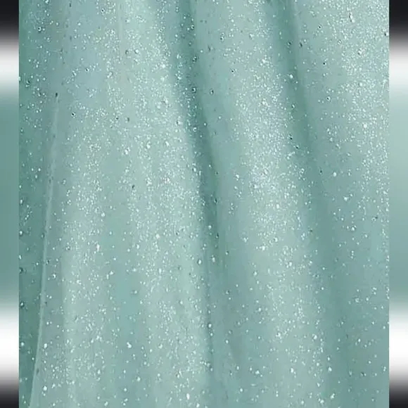 NWT TLC Say Yes Juniors Rhinestone-Embellished Mesh-Waist Gown in Seagreen 13/14
