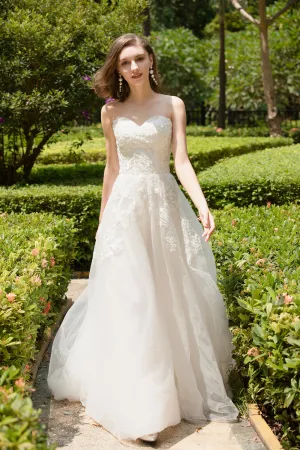 Ochid - Selena Huan strapless Alencon Embroidery lace glowing A-line gown