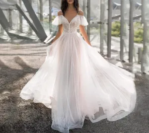 Off Shoulder A-Line Illusion Princess Bride