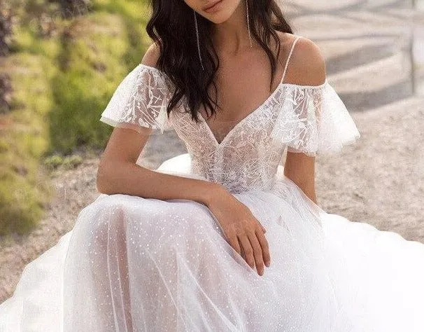 Off Shoulder A-Line Illusion Princess Bride