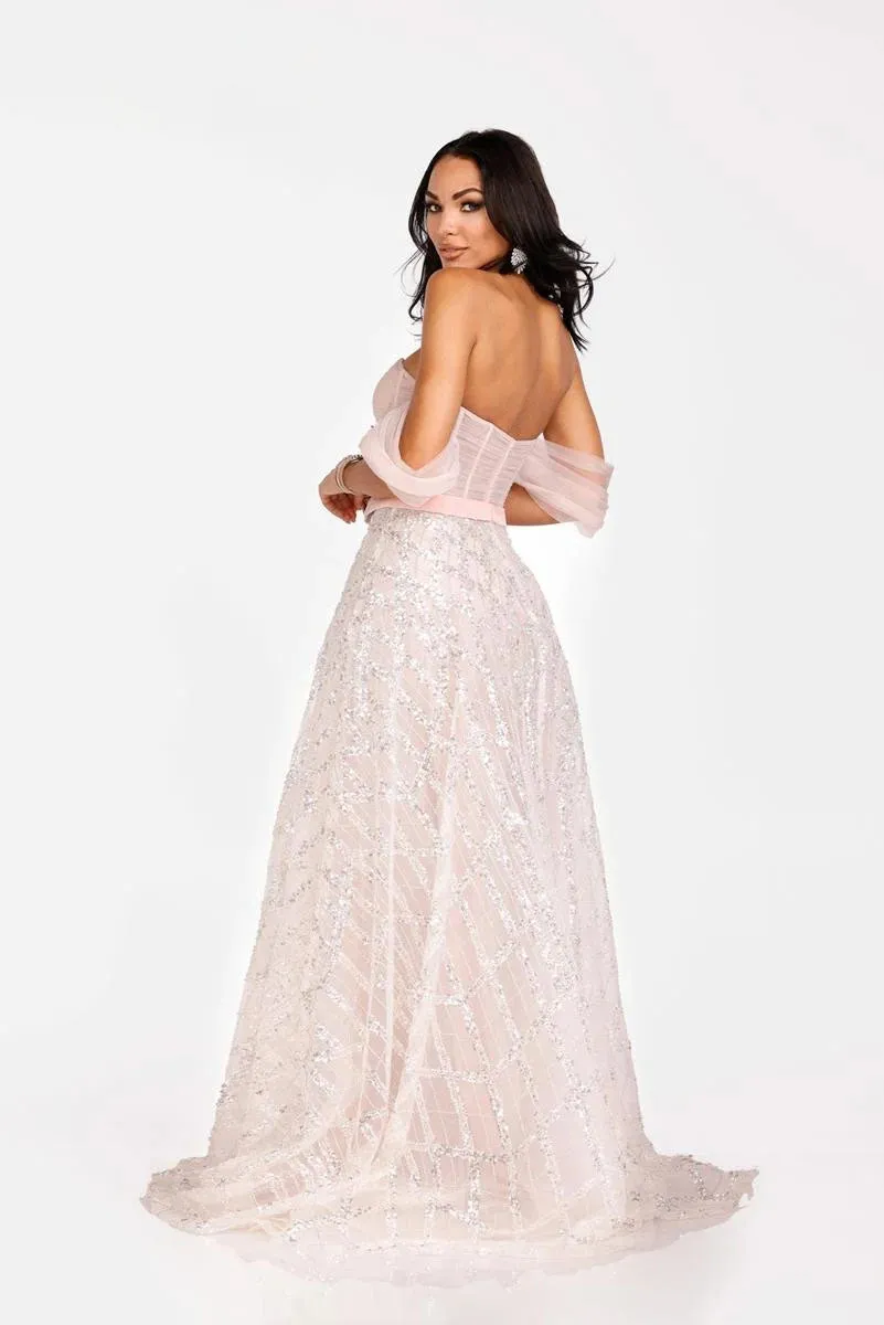 Off Shoulder Ruffle Sleeve Gown