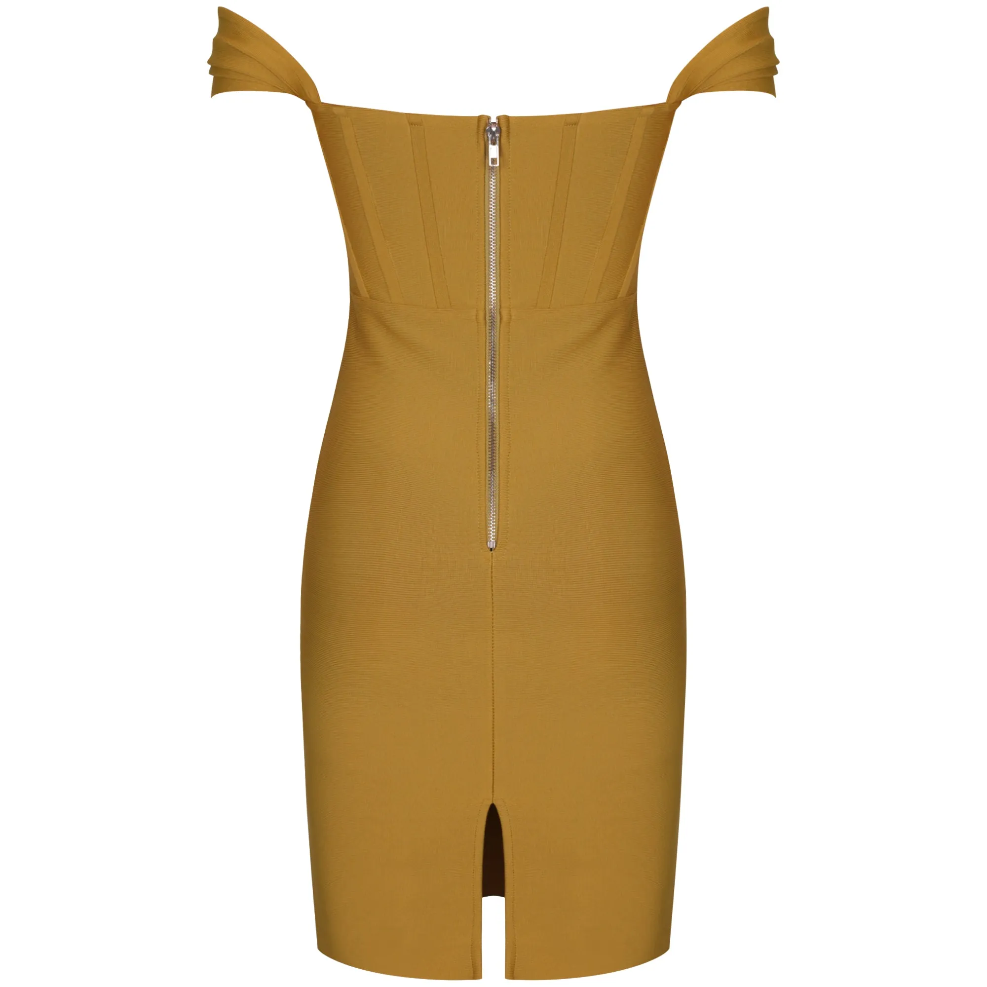 Off Shoulder Short Sleeve Striped Midi Bandage Dress PF21122